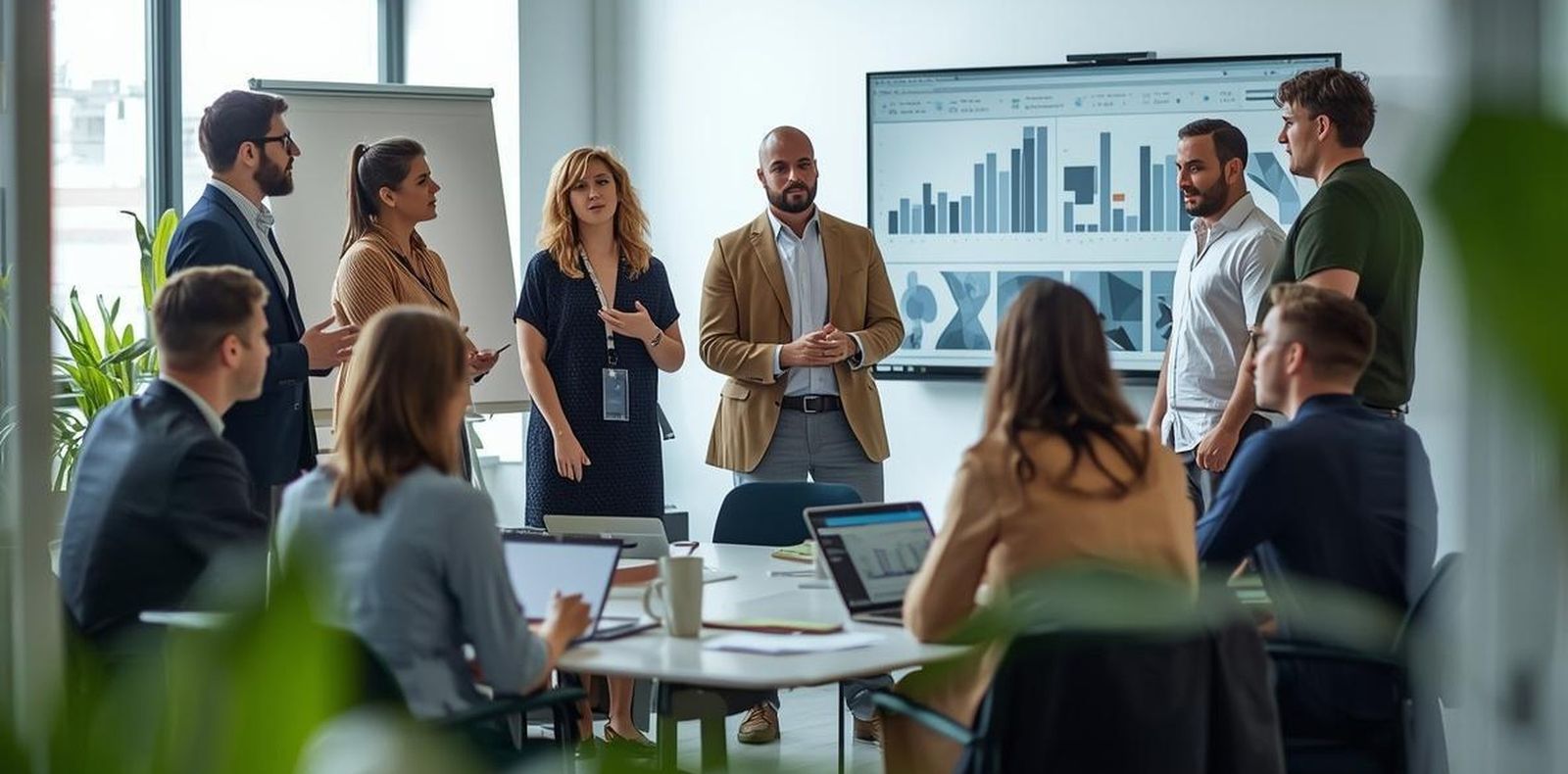 Equipo de trabajo en una reunión de gestión